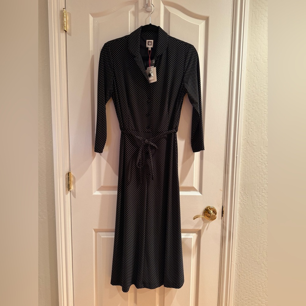 Anne Klein NWT Elegant Black Polka Dot Dress